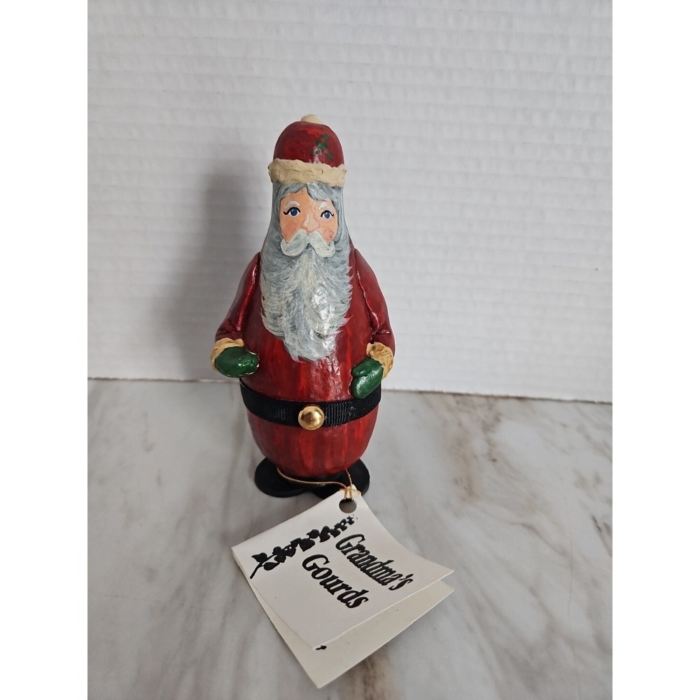 Vintage Christmas Gourd Hand Painted Santa Claus‎ Old World Look Signed